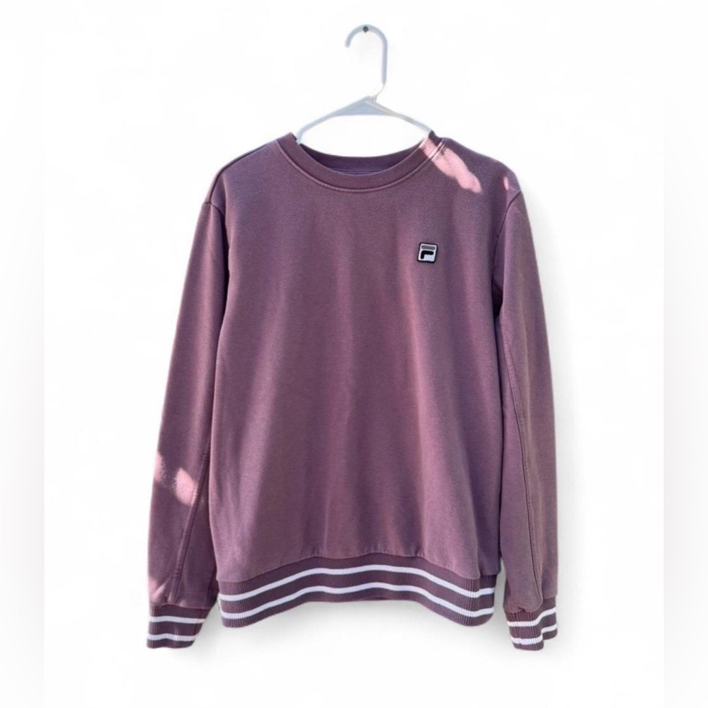 Fila Mauve Purple Crewneck Sweatshirt Logo Pullover Size M